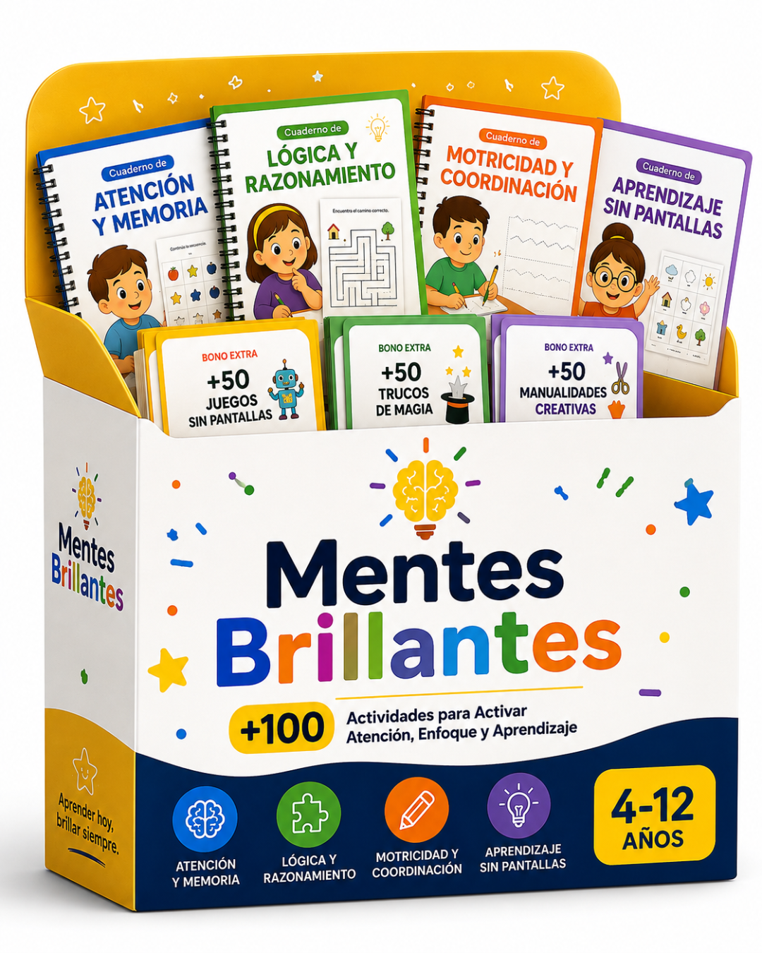 Mentes Brillantes +100 Actividades para Mejorar la Atención, Enfoque y Aprendizaje